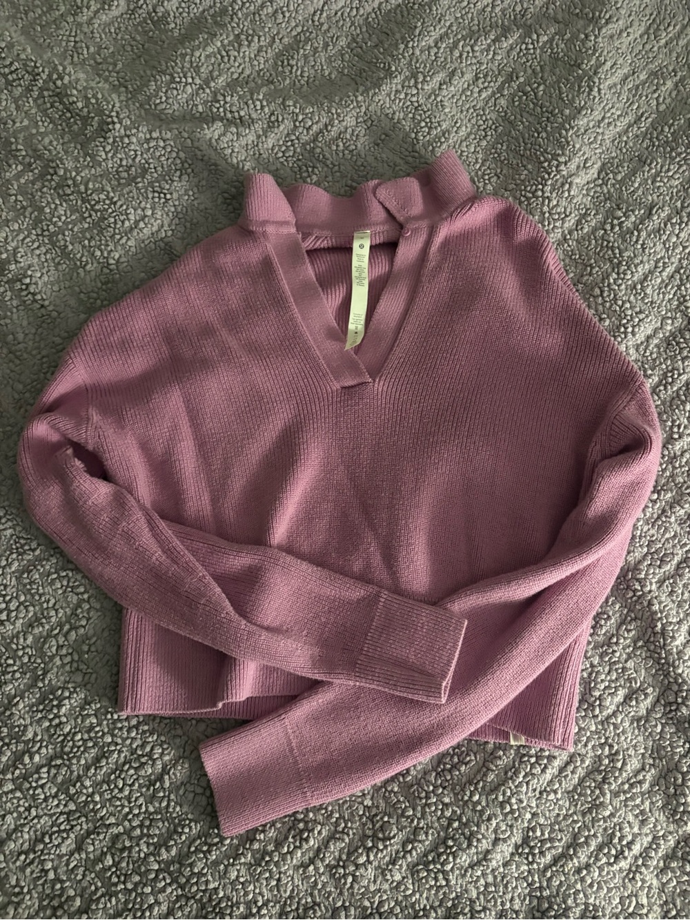 lululemon athletica Dusty Rose V-Neck Mock Collar Sweater